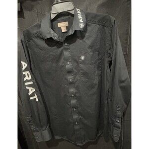 Ariat Team Logo Lightweight Twill Classic Fit Shirt Sz Large Black